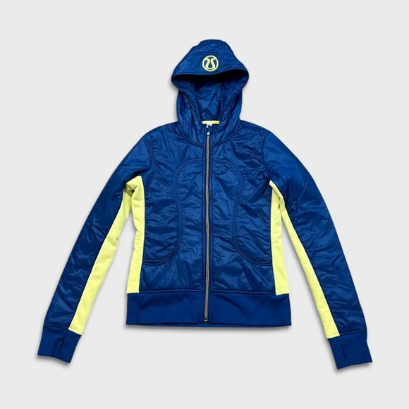 Blue and Yellow Hooded Jacket New Condition No Wear - Picture 1 of 4
